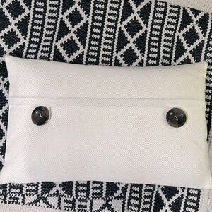 Feather Netural Throw Pillow Large Button Accented